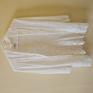 Dressbarn Cream Knit/Lace Cardigan